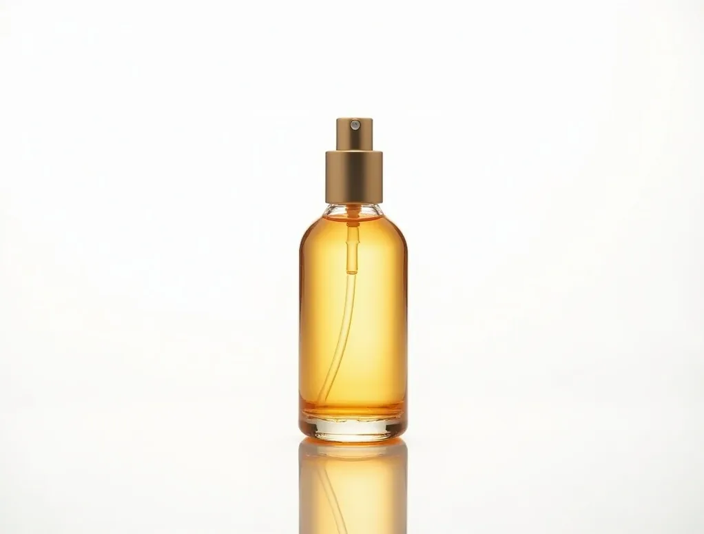 Small 30ml amber-tinted perfume bottle showing the liquid level